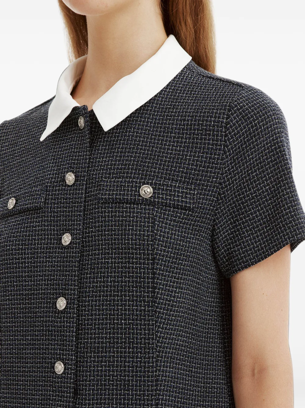 b+ab Mini-jurk met tweed-effect en plooien Blauw