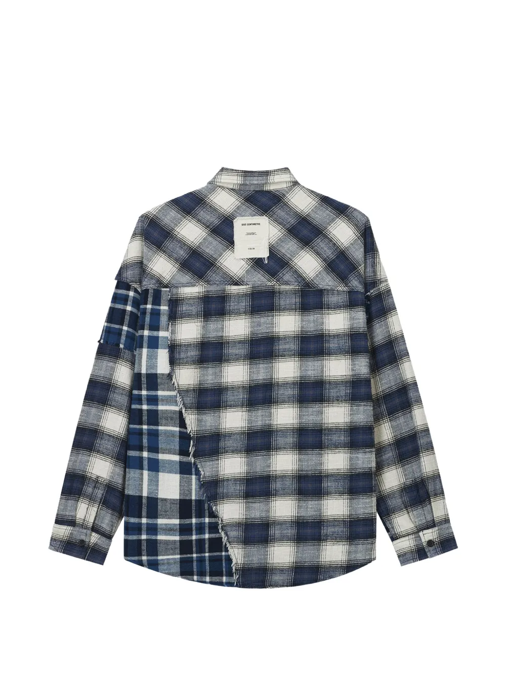 FIVE CM Overhemd met patchwork en franje Blauw