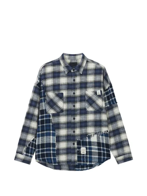 FIVE CM patchwork frayed shirt