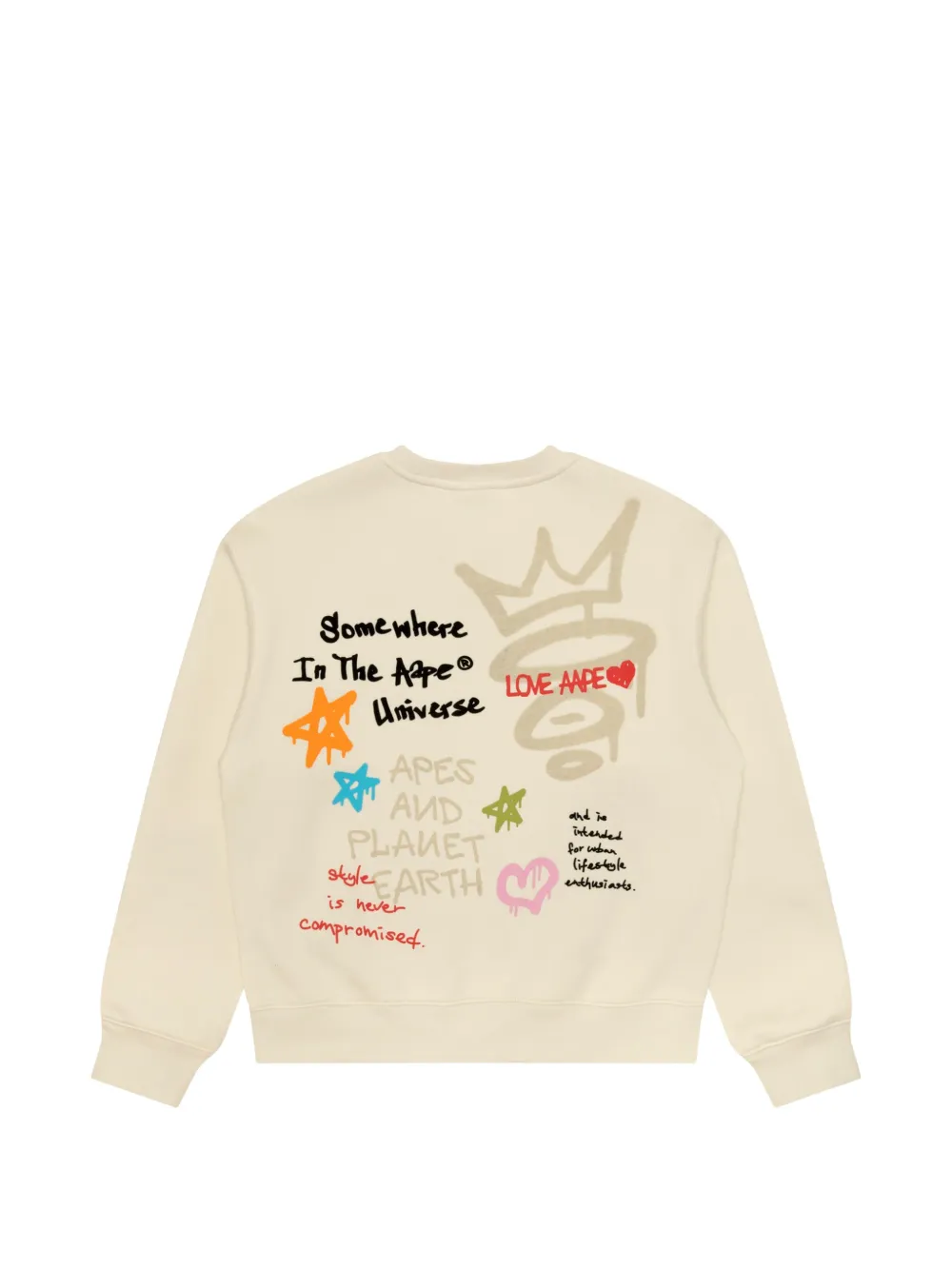 AAPE BY *A BATHING APE Sweater met graffiti-print Beige