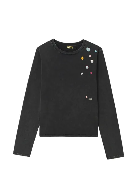 Mini Cream button-embellished T-shirt