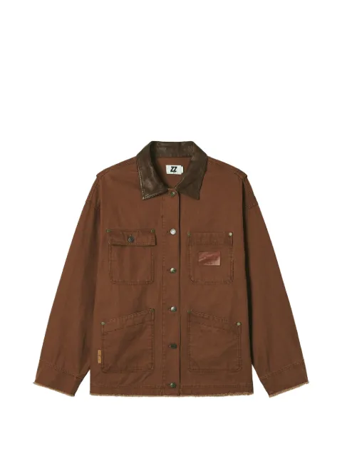 izzue contrast-collar raw-hem jacket