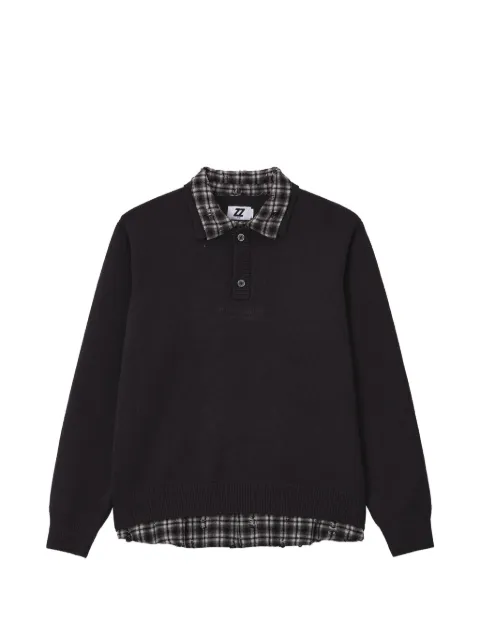 izzue layered-effect polo-collar sweater