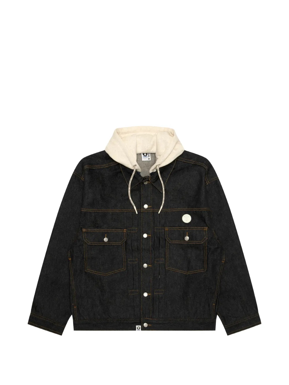 AAPE BY *A BATHING APE® hooded embroidered-logo denim jacket - Blu