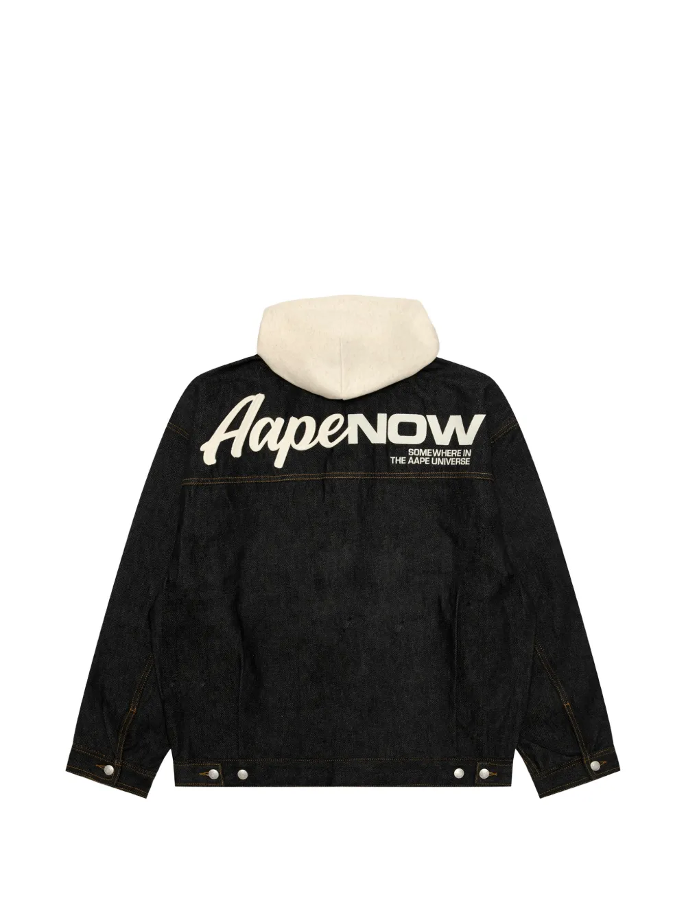 AAPE BY *A BATHING APE Denim jack met capuchon en geborduurd logo Blauw