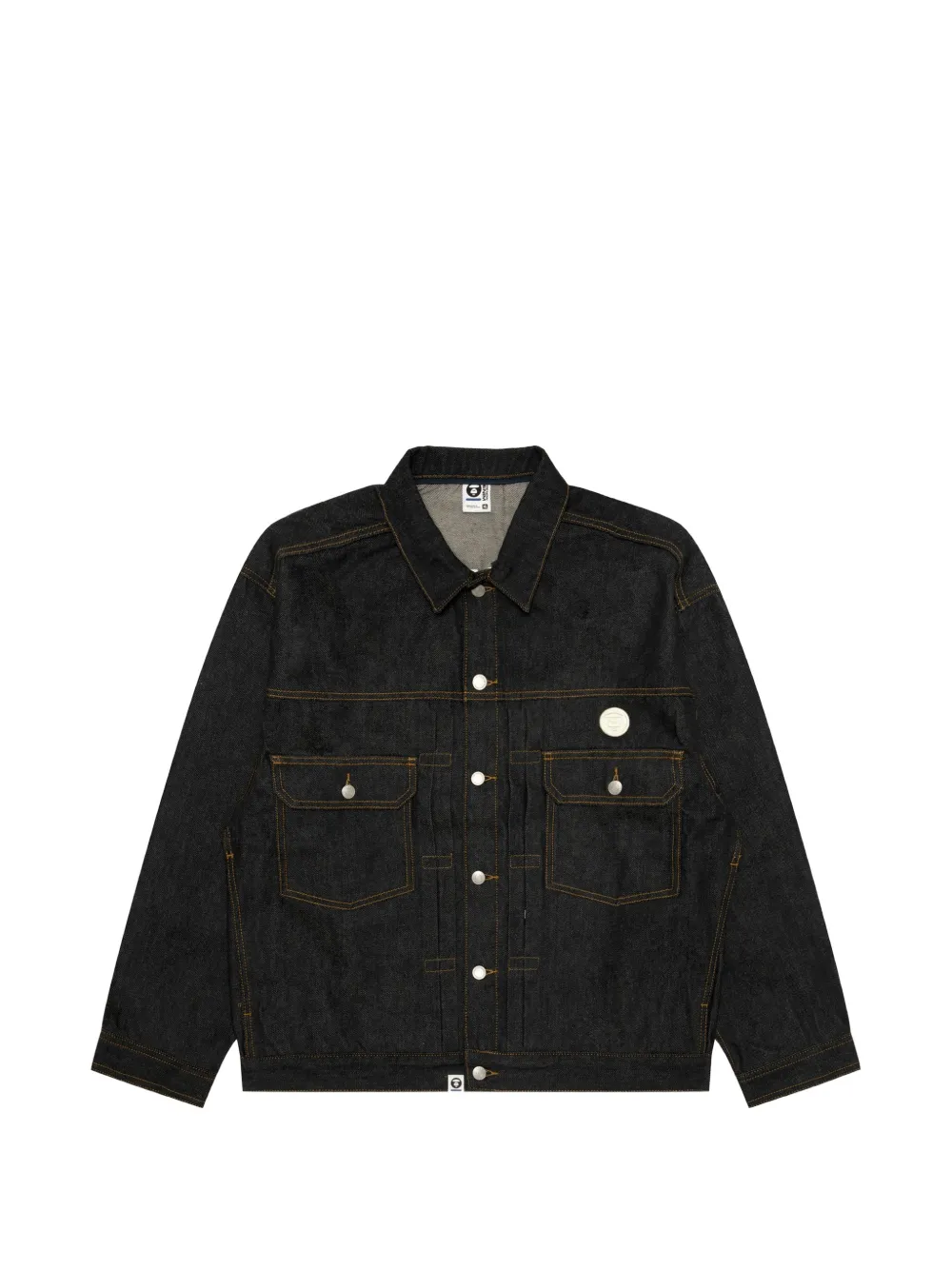 AAPE BY *A BATHING APE Denim jack met capuchon en geborduurd logo Blauw
