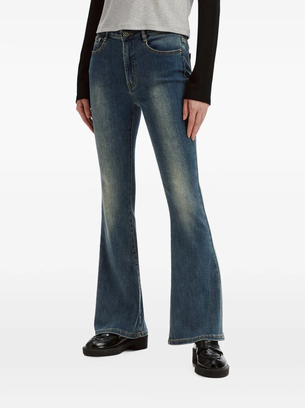 b+ab Flared jeans met vervaagd effect Blauw