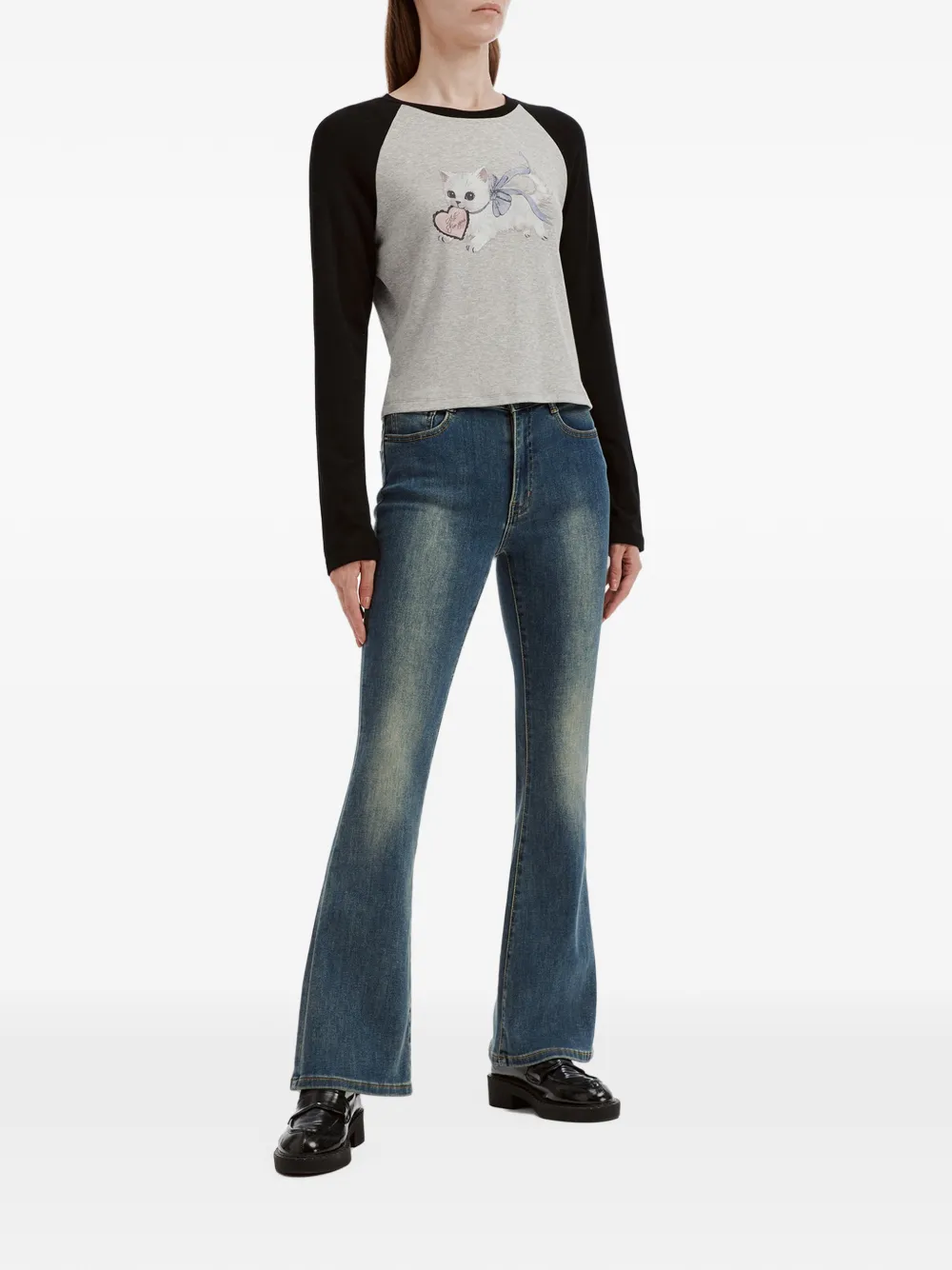 b+ab Flared jeans met vervaagd effect Blauw