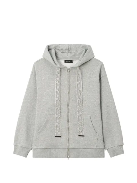 tout a coup lace-trim zip-up hoodie