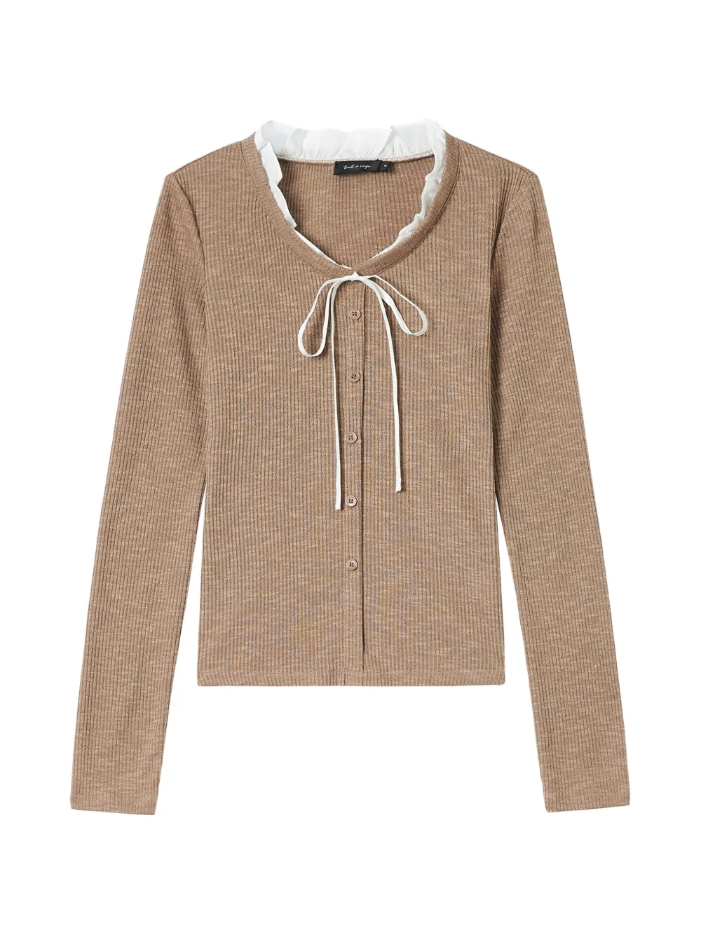 tout a coup ruffle-trim ribbed-knit cardigan