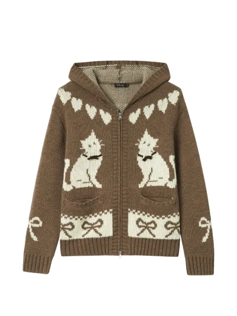 tout a coup intarsia-knit cat-motif cardigan