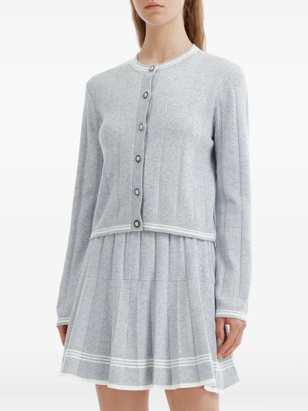 b+ab Pointelle gebreide set met plooien Grijs