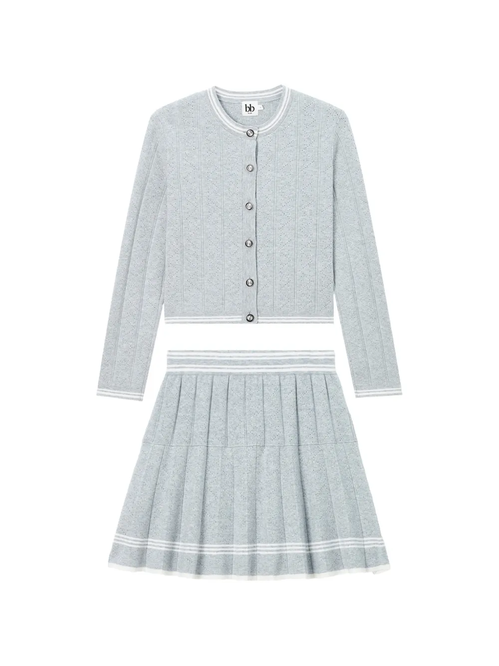 b+ab pointelle-knit pleated set