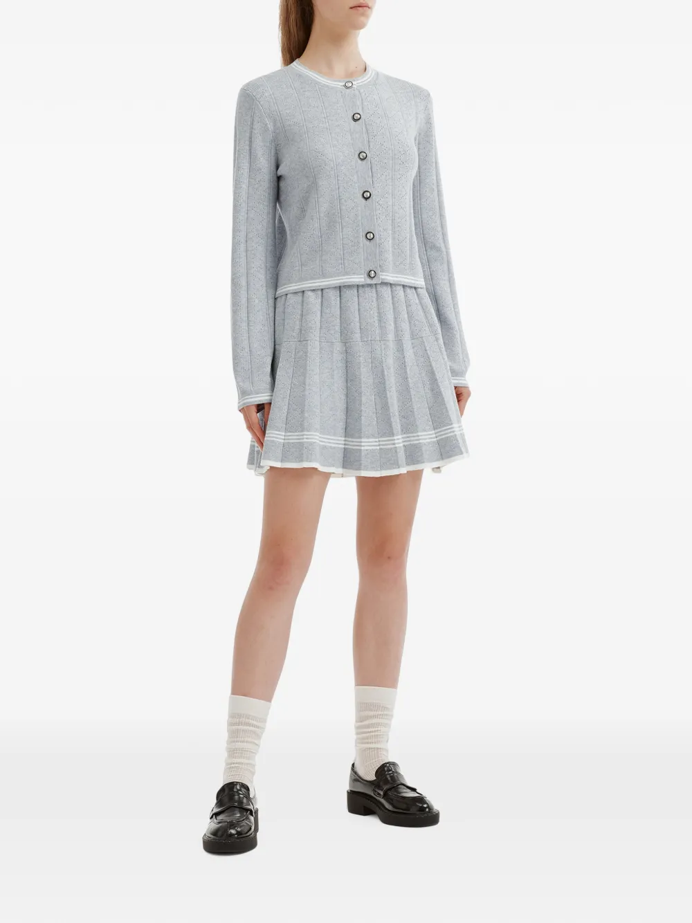 b+ab Pointelle gebreide set met plooien Grijs
