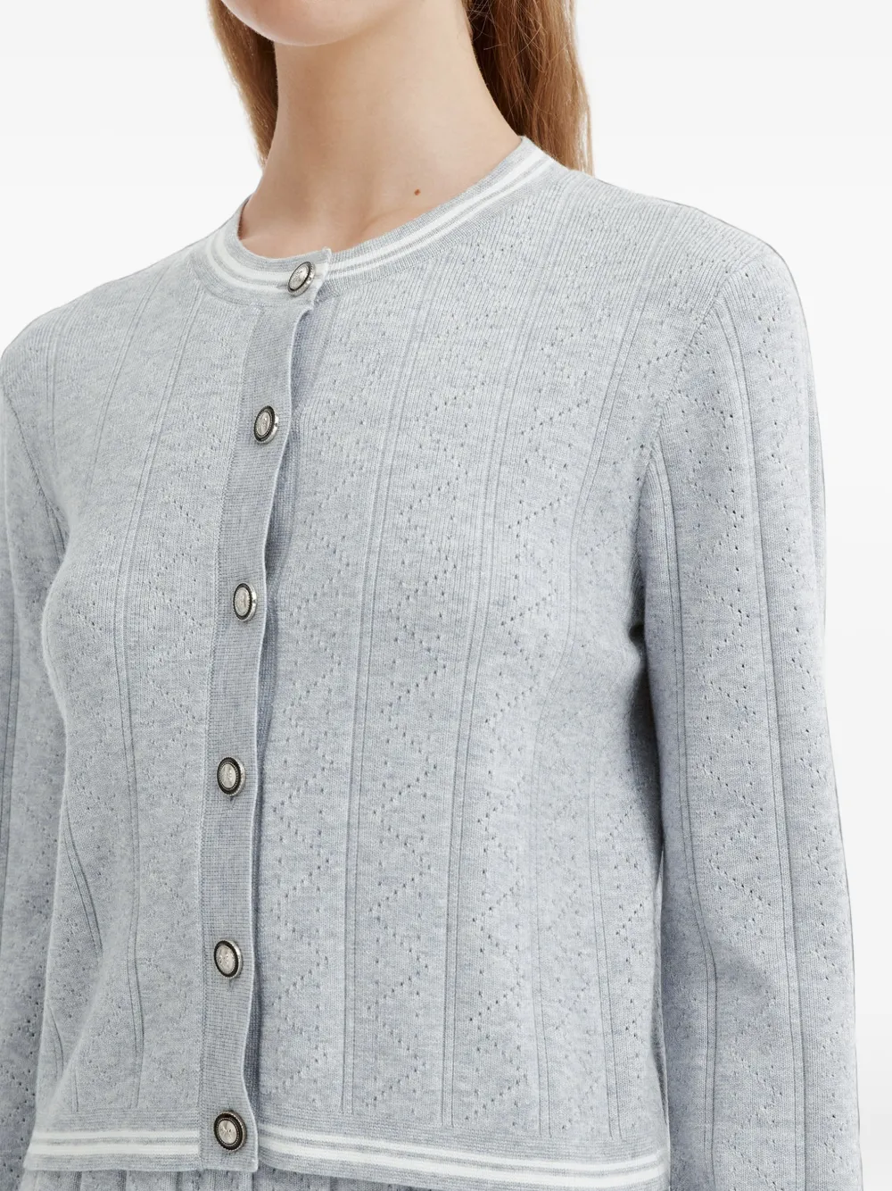 b+ab Pointelle gebreide set met plooien Grijs