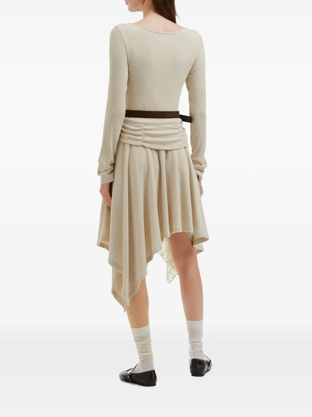 b+ab Ribgebreide midi-jurk Beige