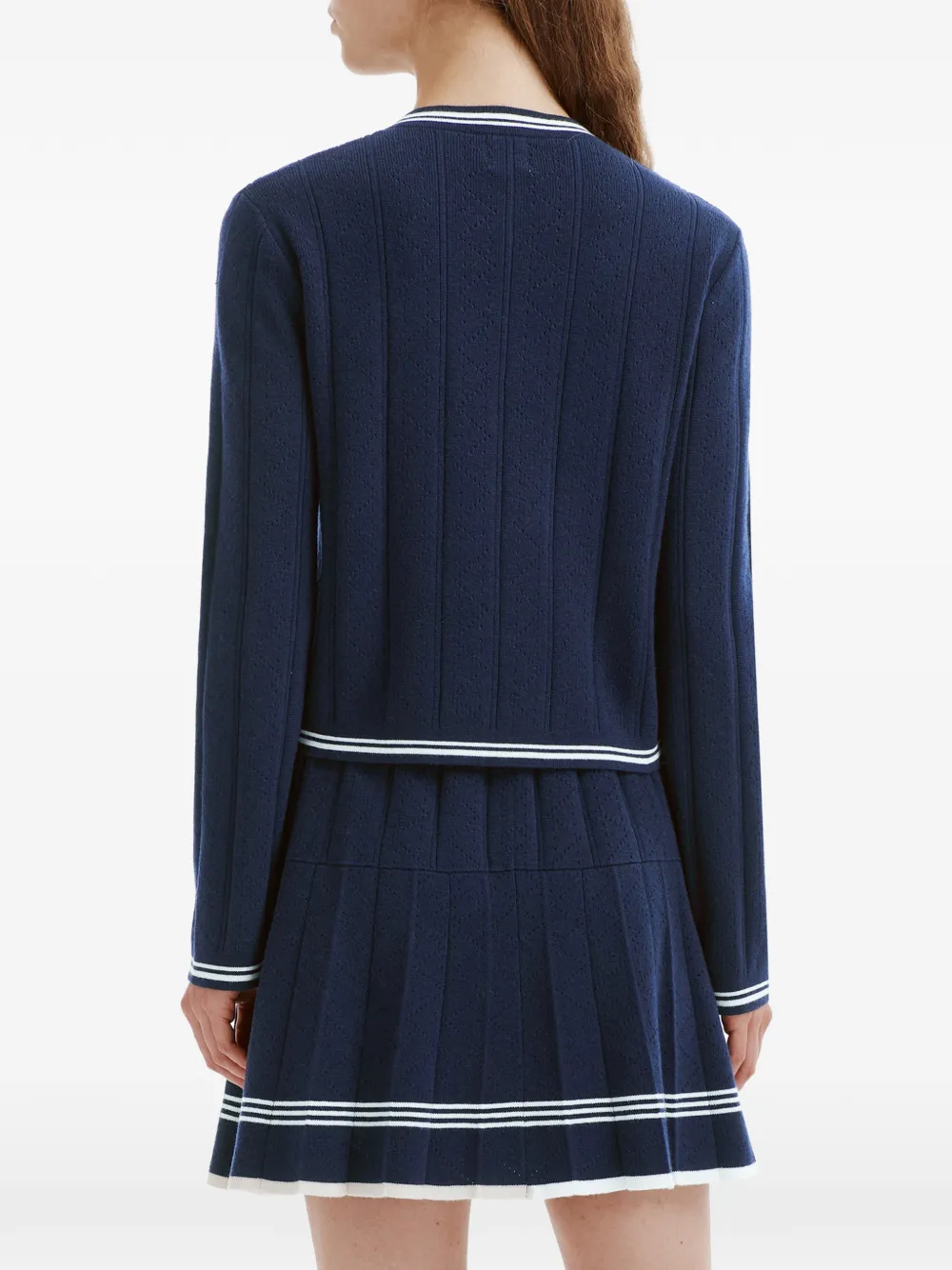b+ab Tweedelige rokset met plooien en gestreepte afwerking Blauw
