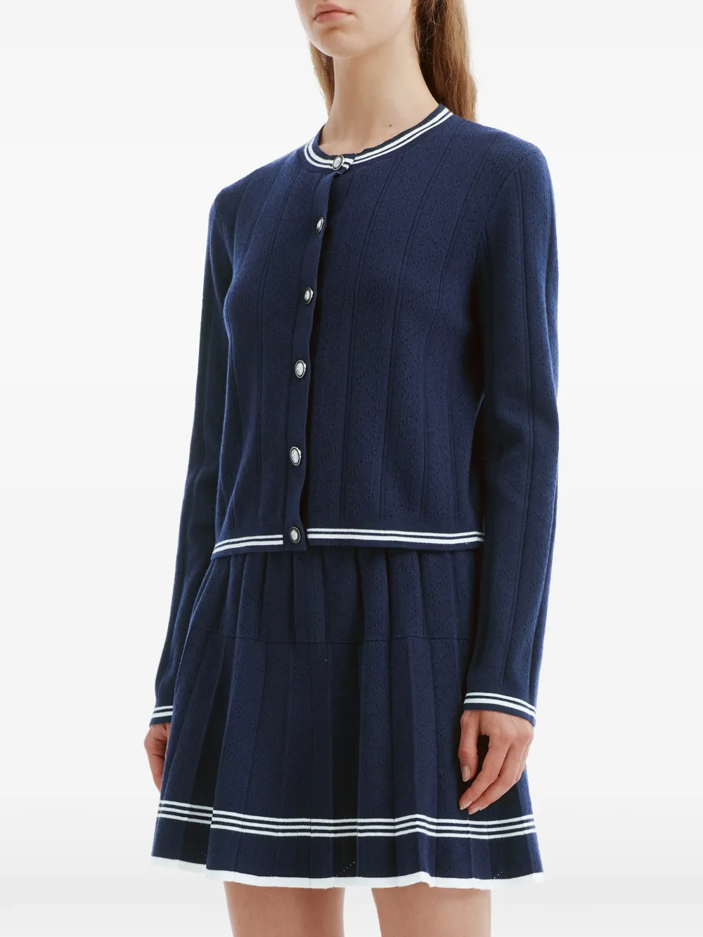 b+ab Tweedelige rokset met plooien en gestreepte afwerking Blauw