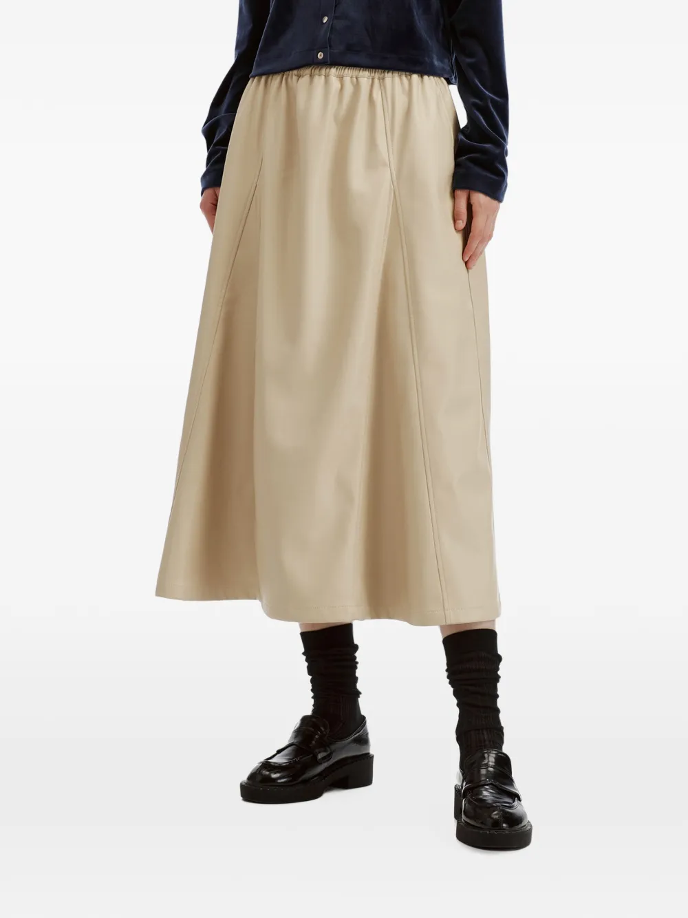 tout a coup Rok met elastische taille en vlakken Beige
