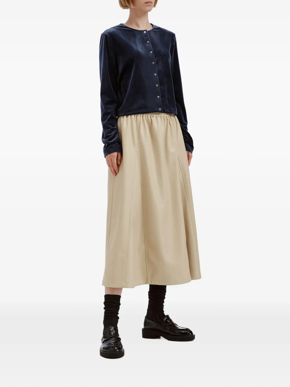 tout a coup Rok met elastische taille en vlakken Beige