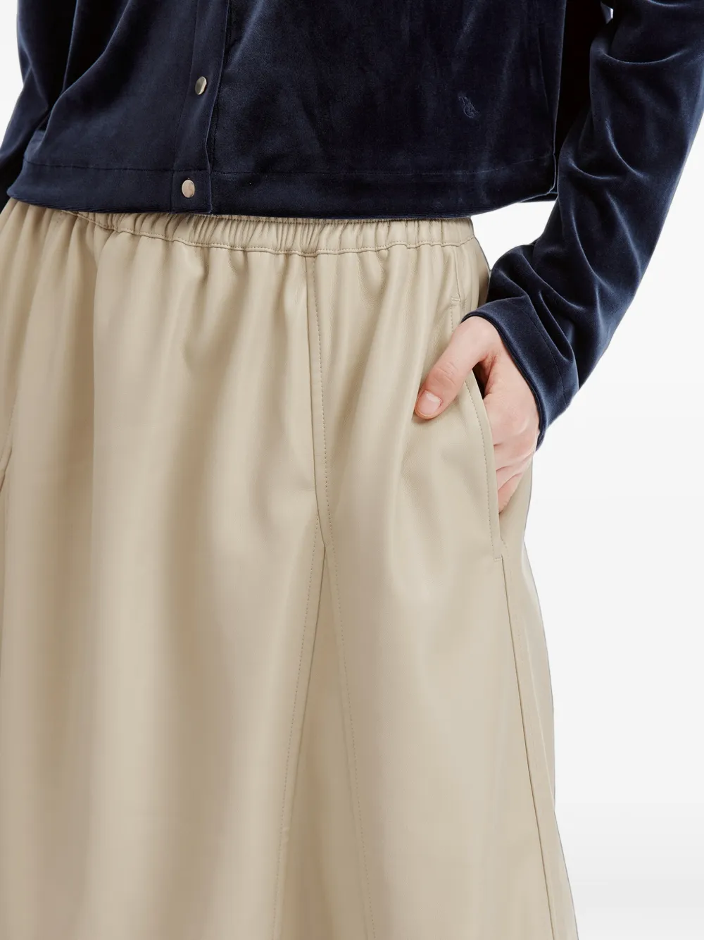tout a coup Rok met elastische taille en vlakken Beige