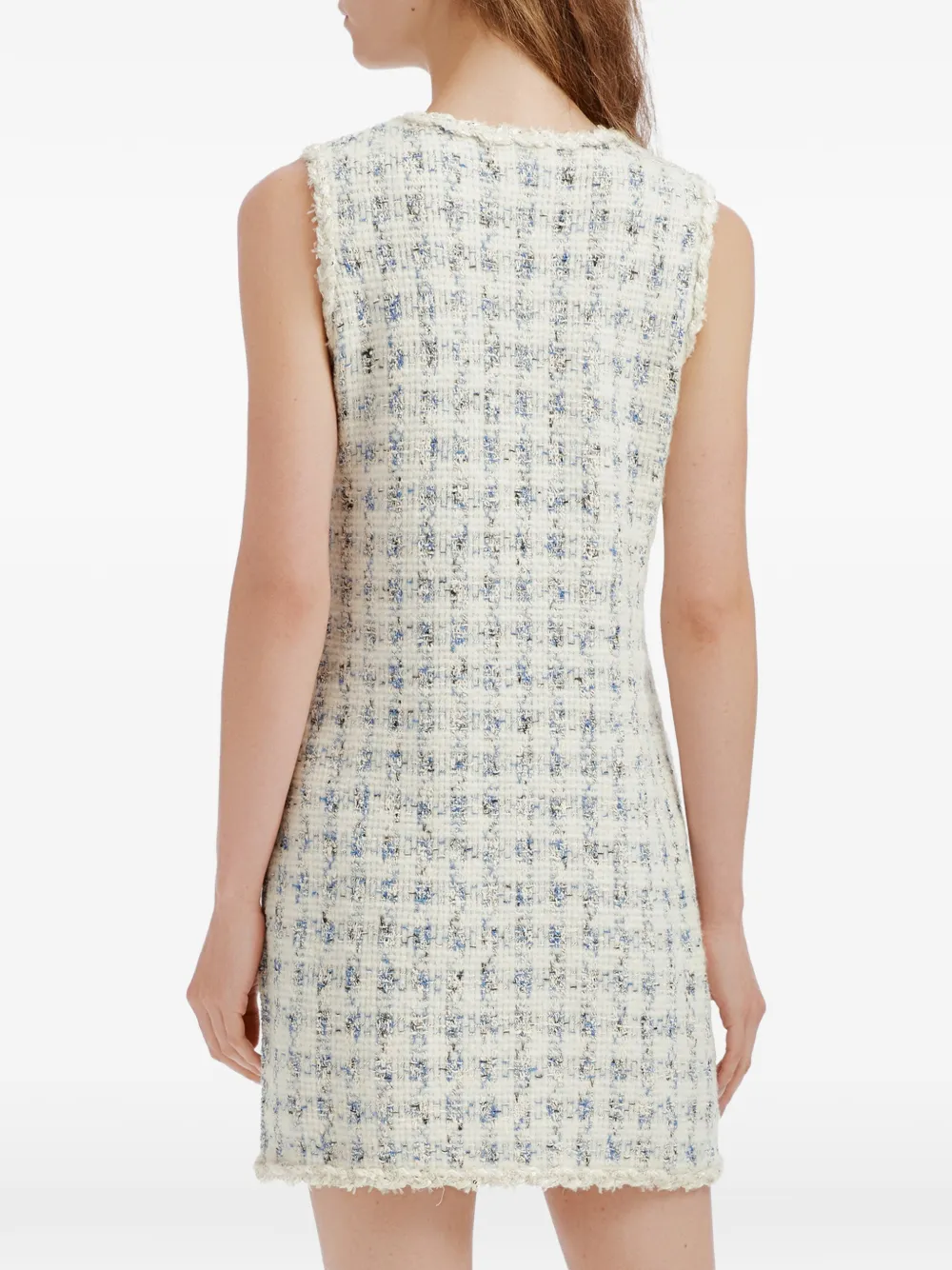 b+ab Button-up mini-jurk met tweed-effect Wit