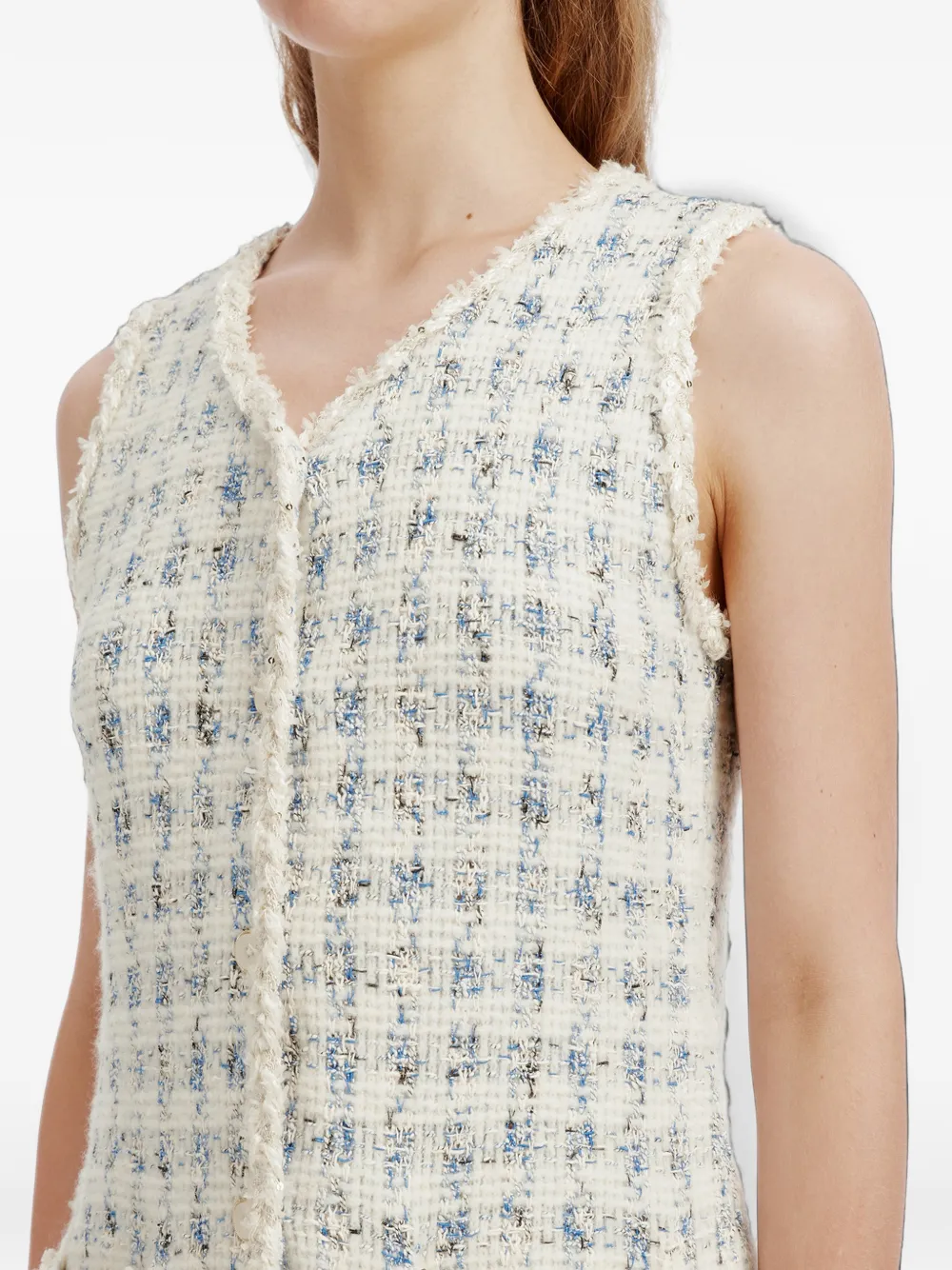 b+ab Button-up mini-jurk met tweed-effect Wit