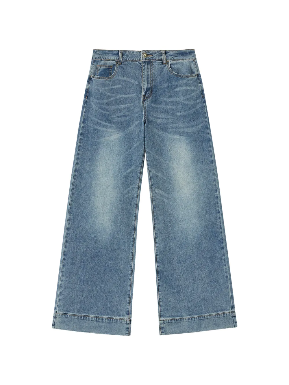 b+ab whiskered wide-leg jeans - Blu
