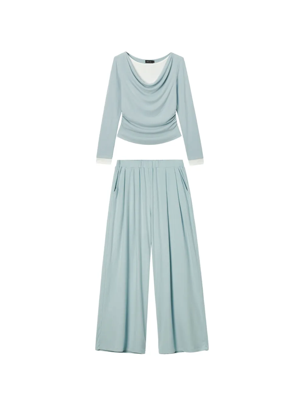 tout a coup cowl-neck wide-leg set - Blu
