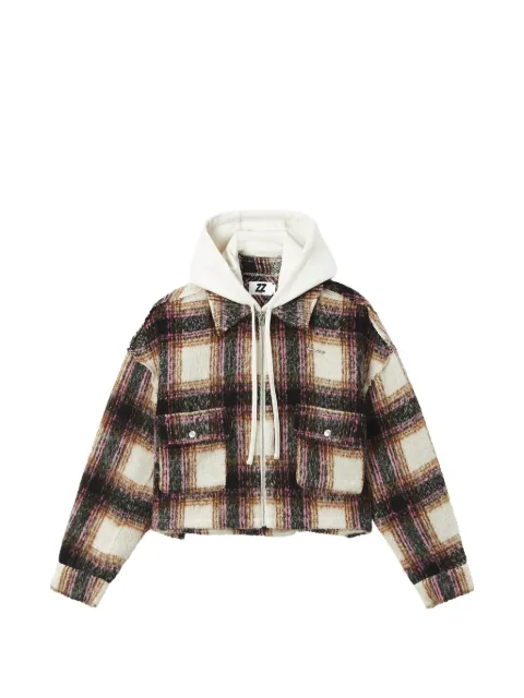 izzue check-pattern hooded jacket