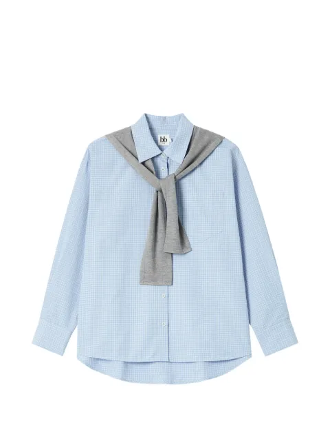 b+ab check-pattern sweater-layered shirt