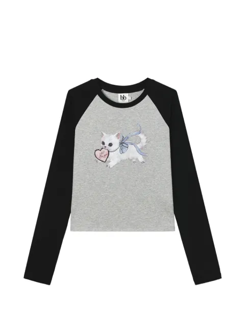 b+ab cat-print raglan-sleeve T-shirt