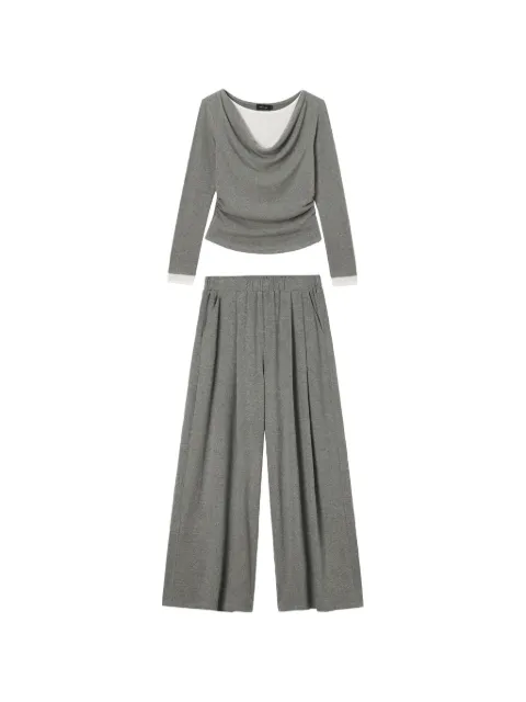 tout a coup cowl-neck pleated-detail trousers and sweatshirt set
