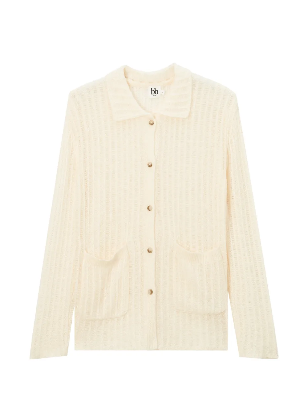 b+ab ribbed-knit collared cardigan - Toni neutri
