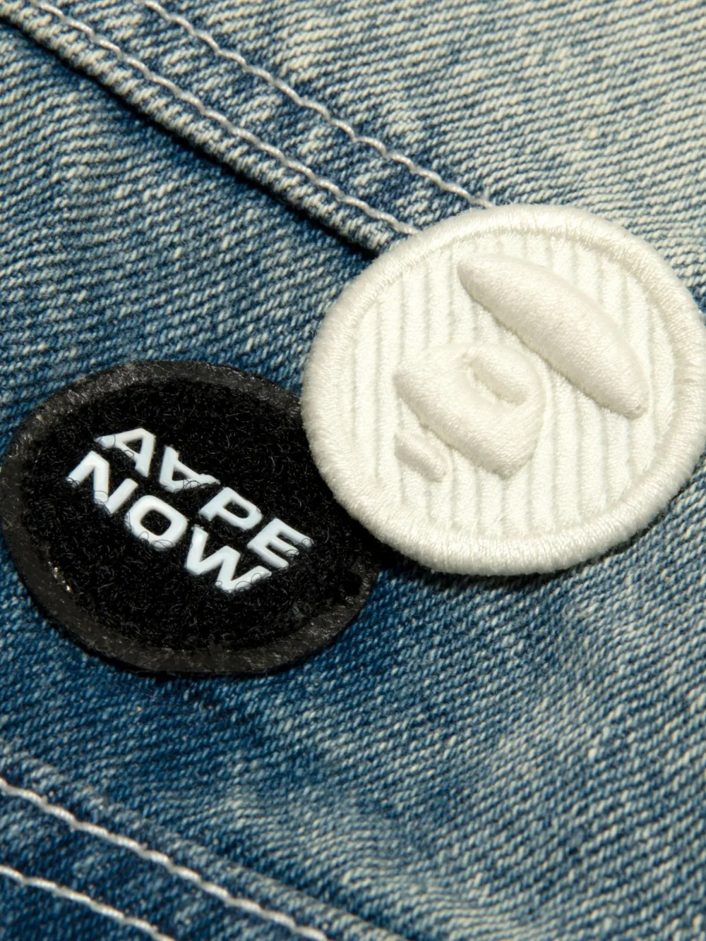 AAPE BY *A BATHING APE AAPENOW hooded logo-embroidered denim jacket Blauw