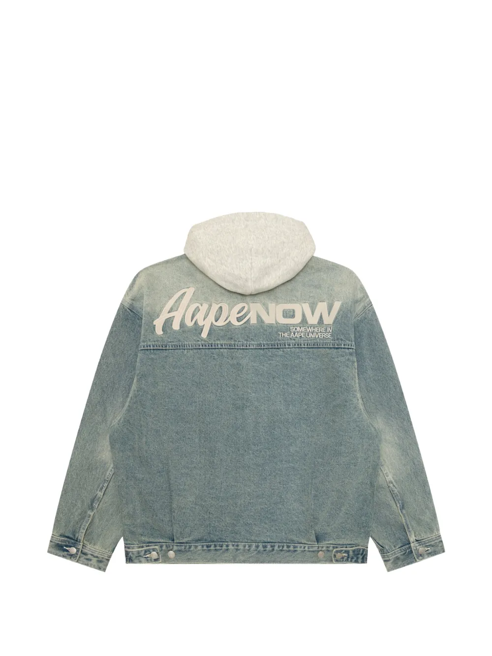AAPE BY *A BATHING APE AAPENOW hooded logo-embroidered denim jacket Blauw