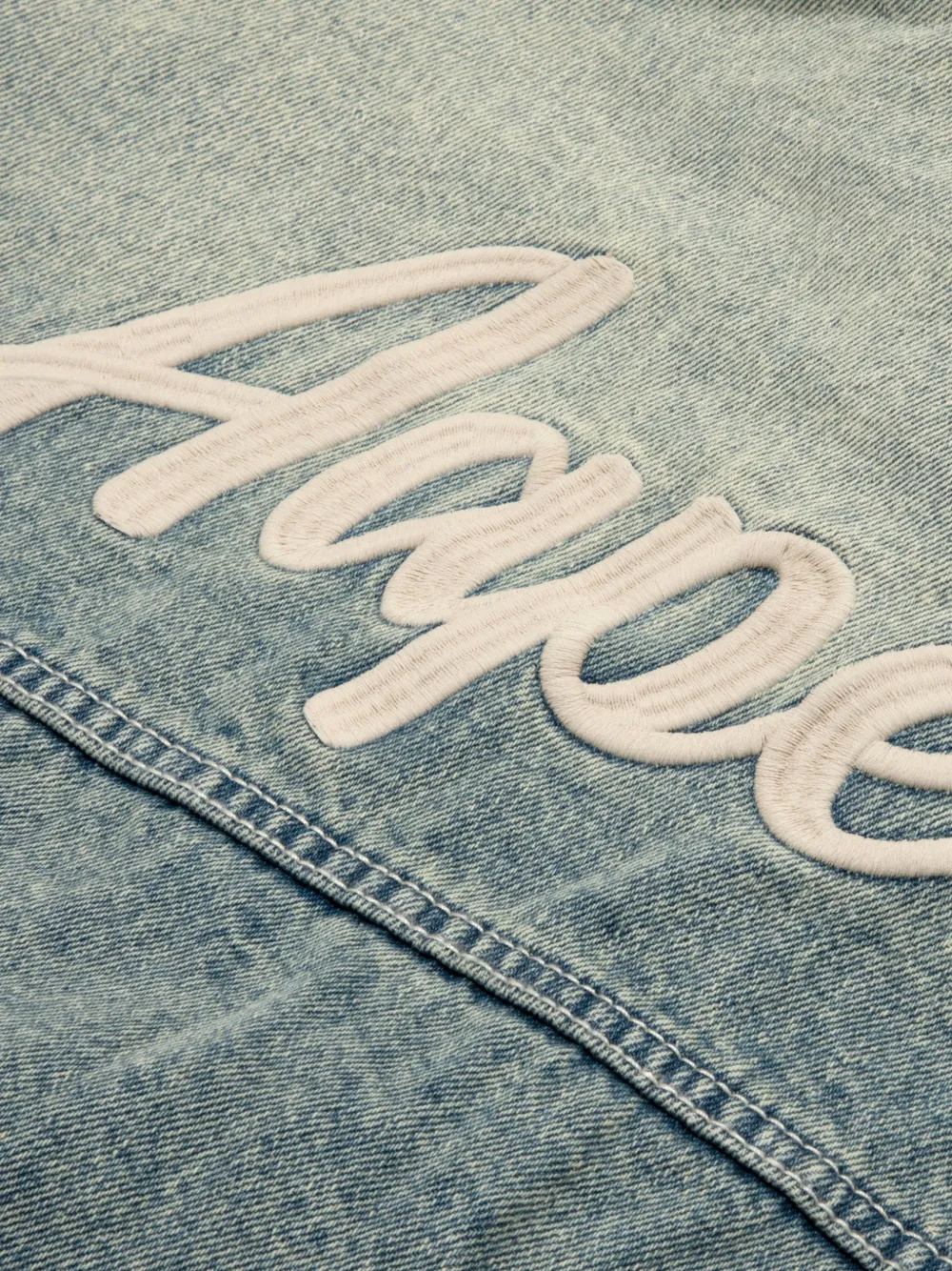 AAPE BY *A BATHING APE AAPENOW hooded logo-embroidered denim jacket Blauw
