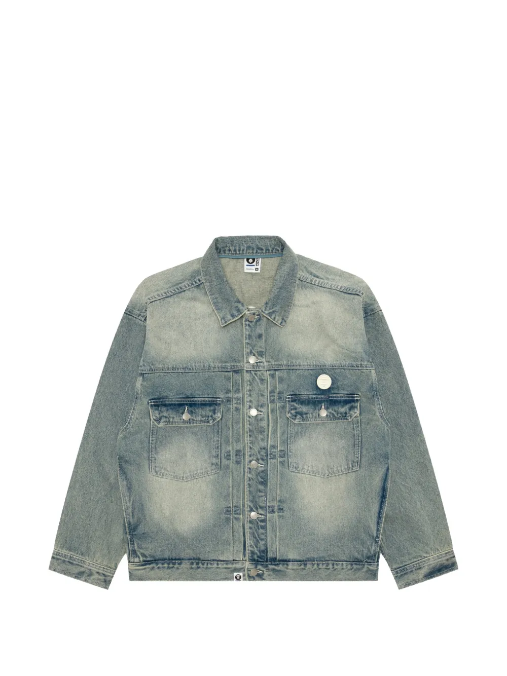 AAPE BY *A BATHING APE AAPENOW hooded logo-embroidered denim jacket Blauw