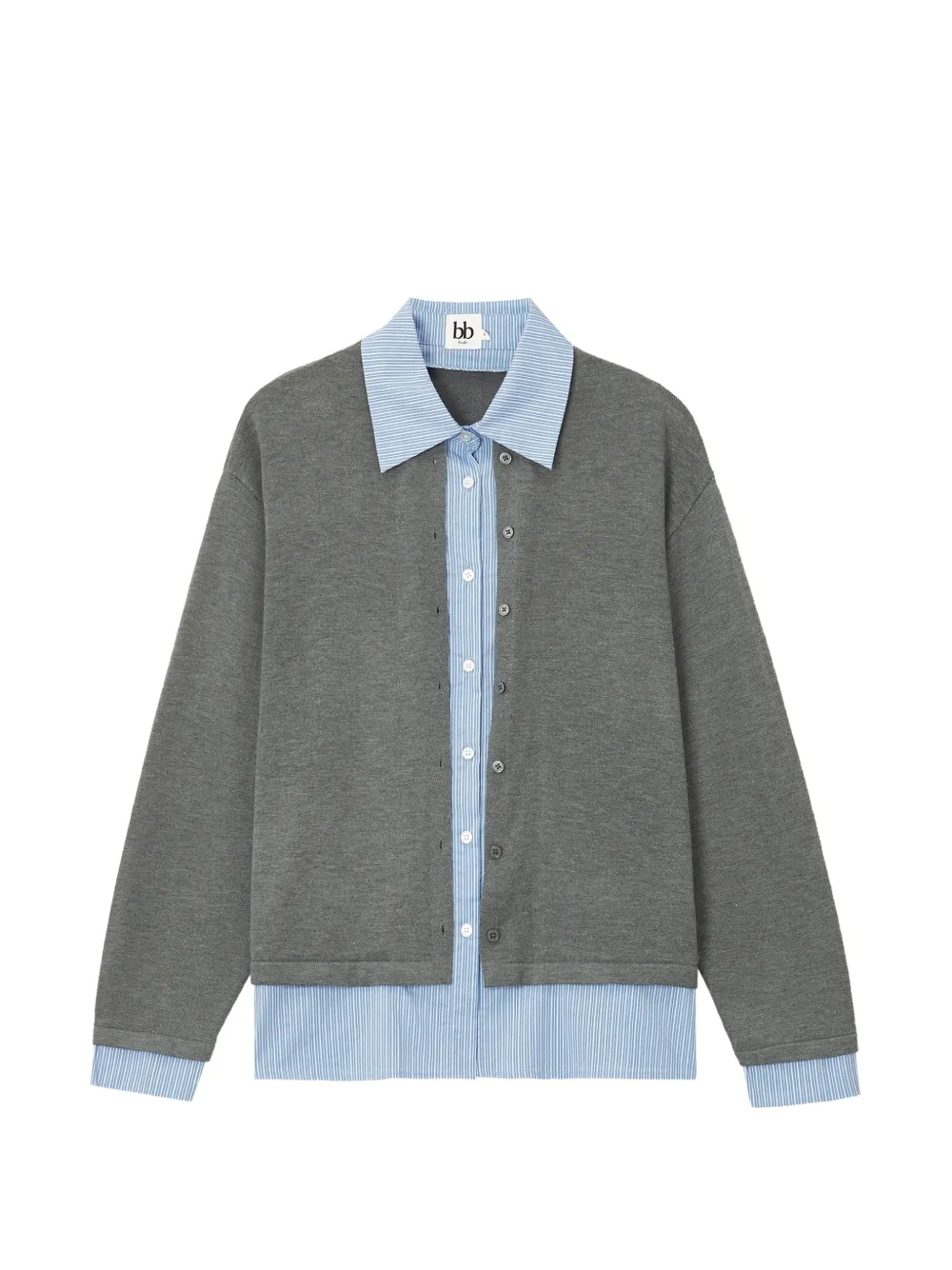 b+ab layered striped-trim cardigan - Grigio
