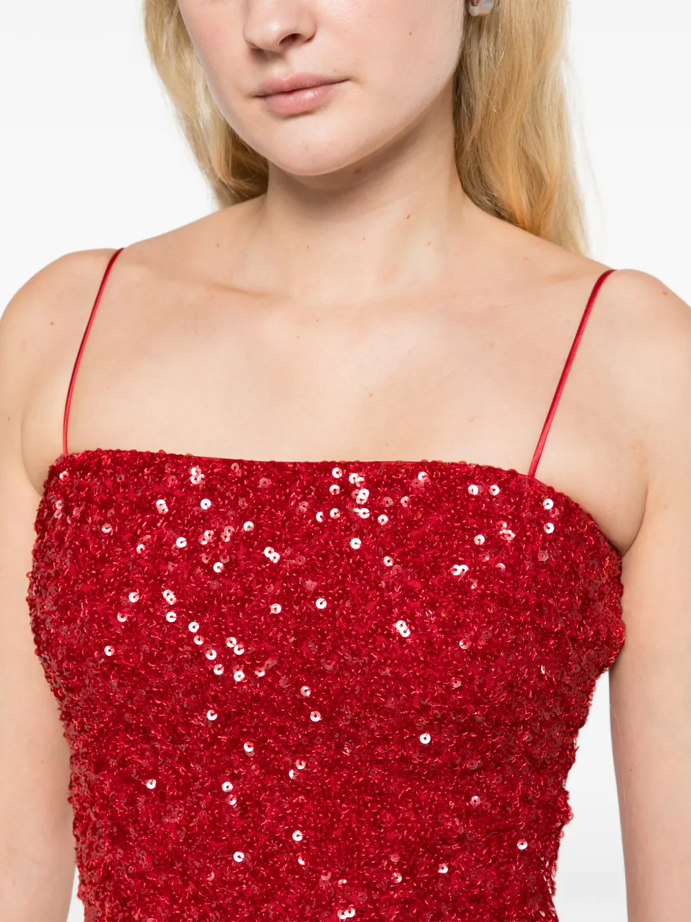 ROTATE BIRGER CHRISTENSEN Maxi-jurk met strik van pailletten Rood