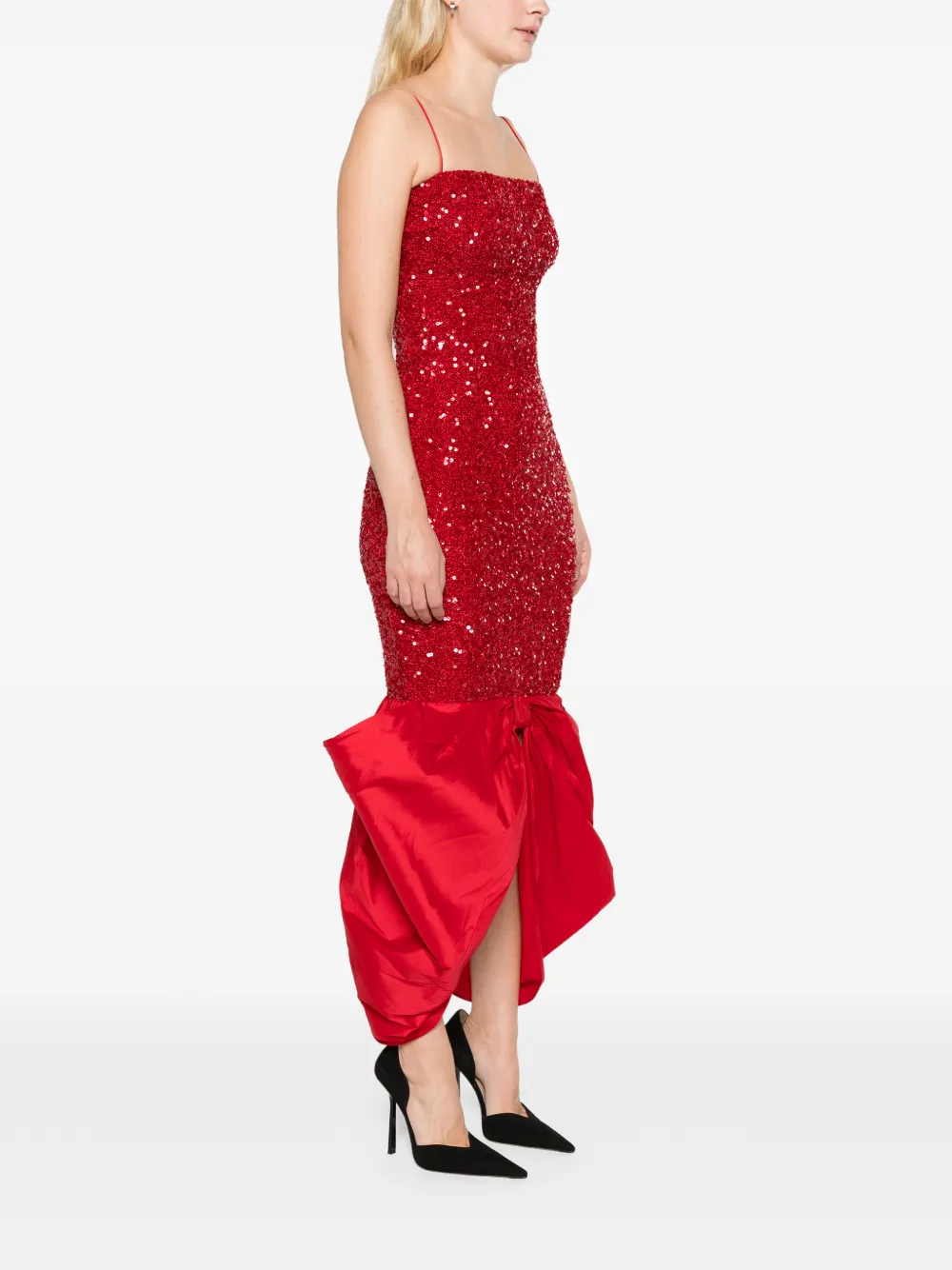 ROTATE BIRGER CHRISTENSEN Maxi-jurk met strik van pailletten Rood
