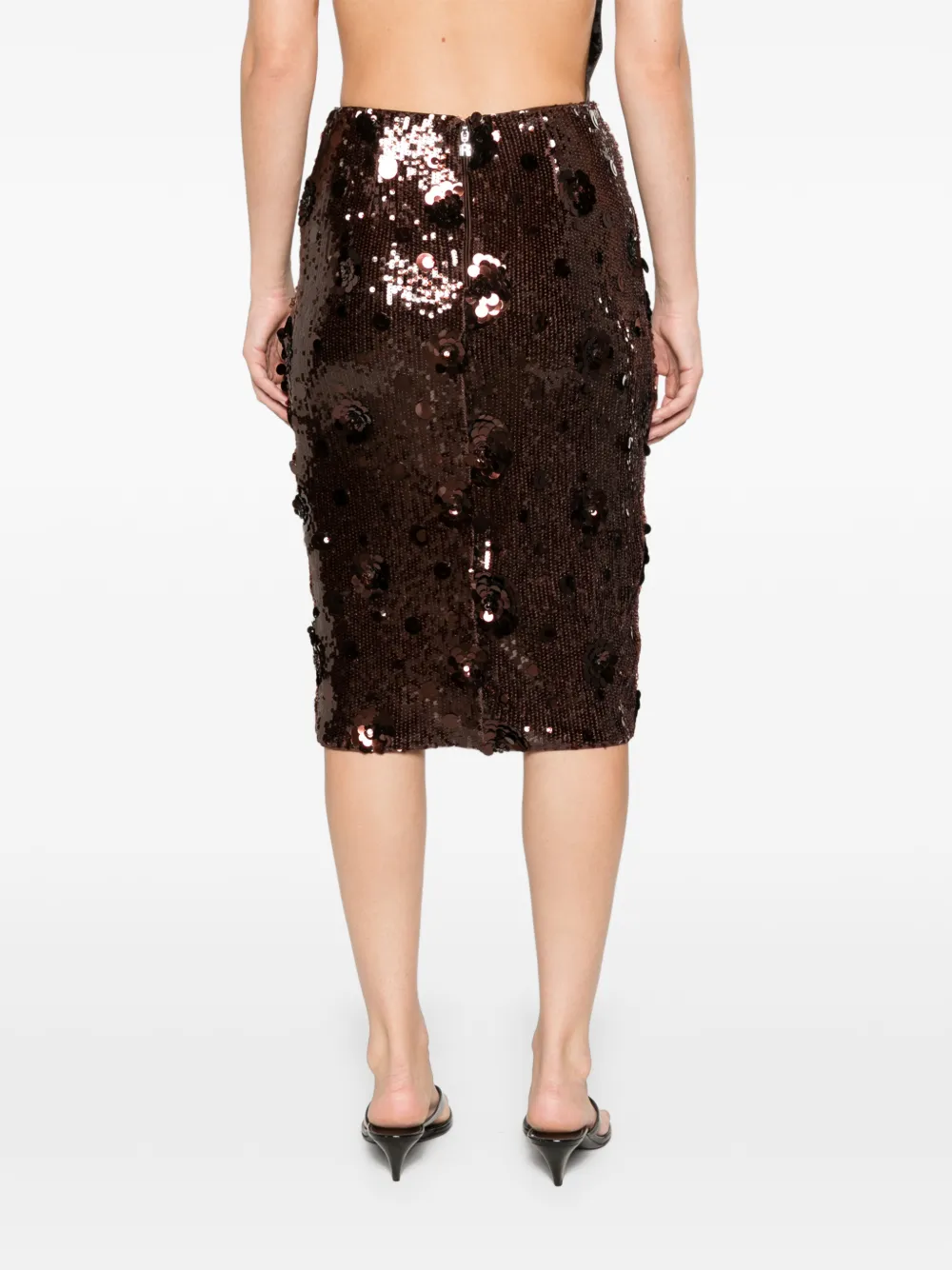 ROTATE BIRGER CHRISTENSEN Midi-rok met pailletten Bruin