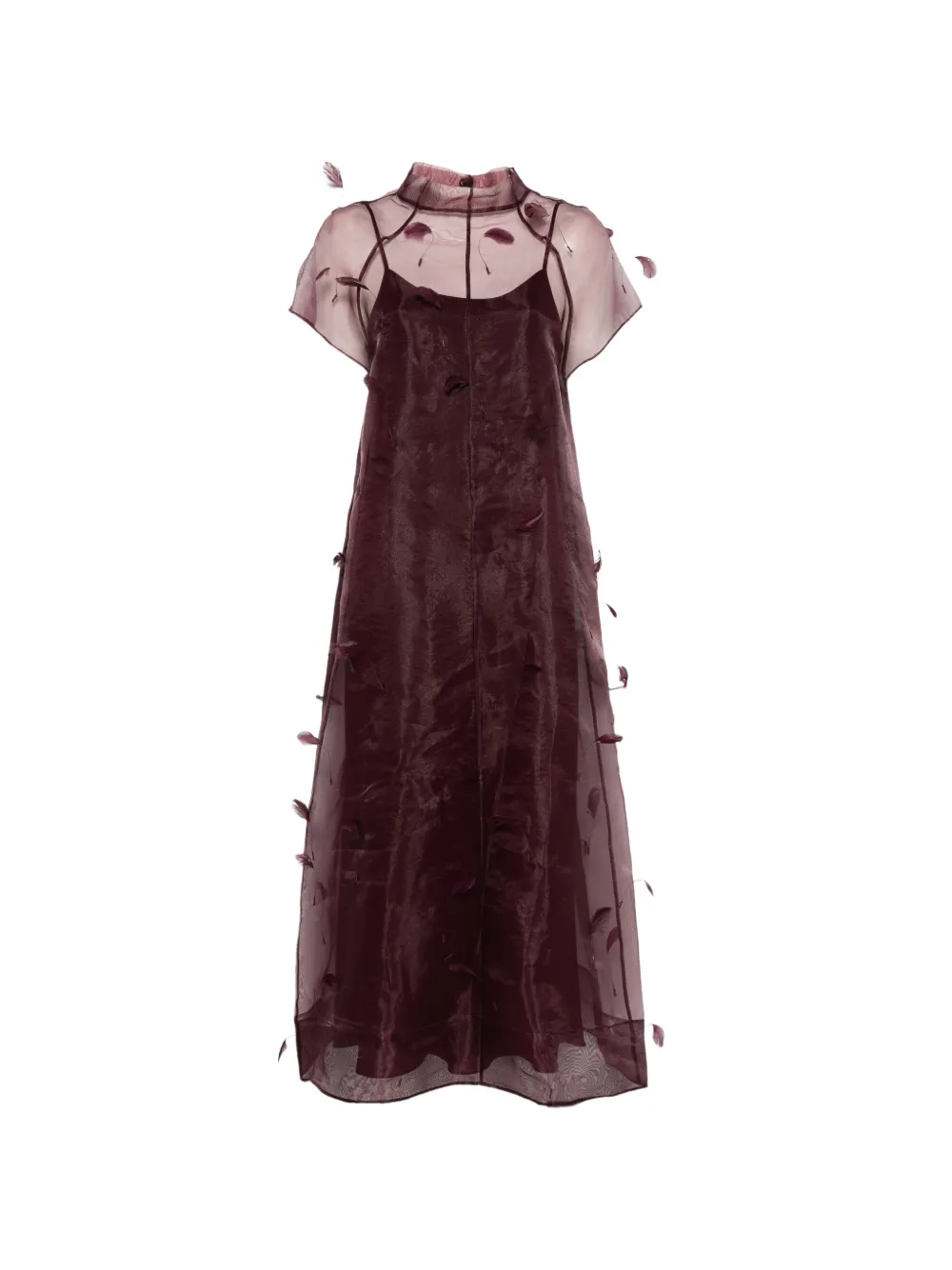 SIMKHAI Pauline organza feather midi dress Paars