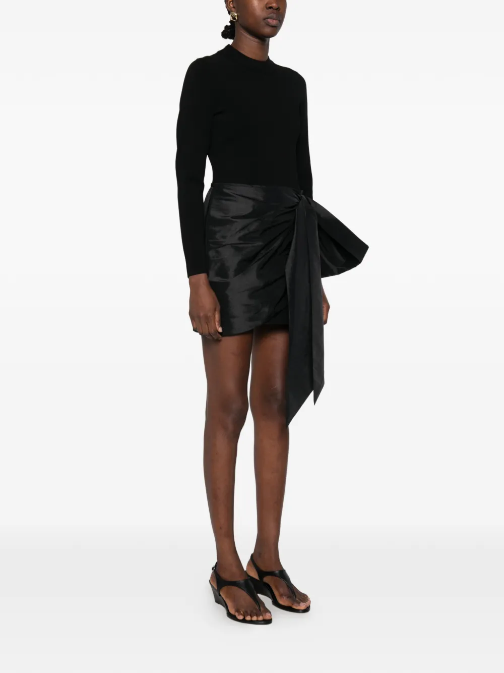SIMKHAI Tedda bow-detail mini dress Zwart