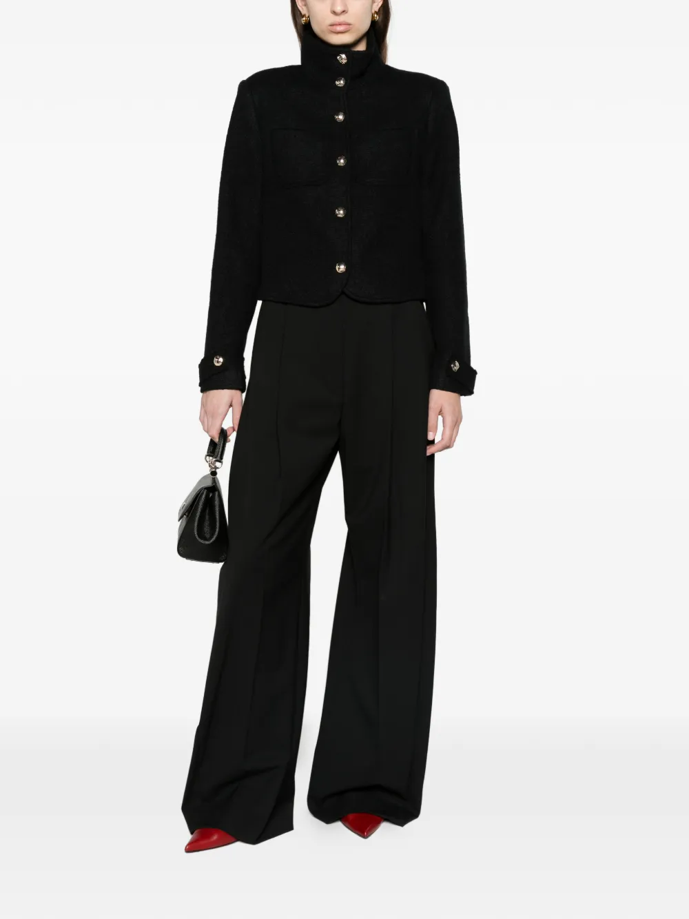 SIMKHAI button-up high-neck jacket Zwart