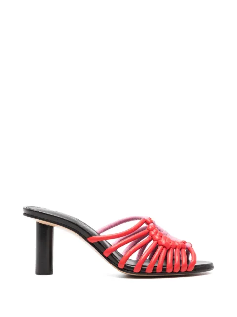 JW Anderson woven heeled leather plot sandals in red & bubblegum pink
