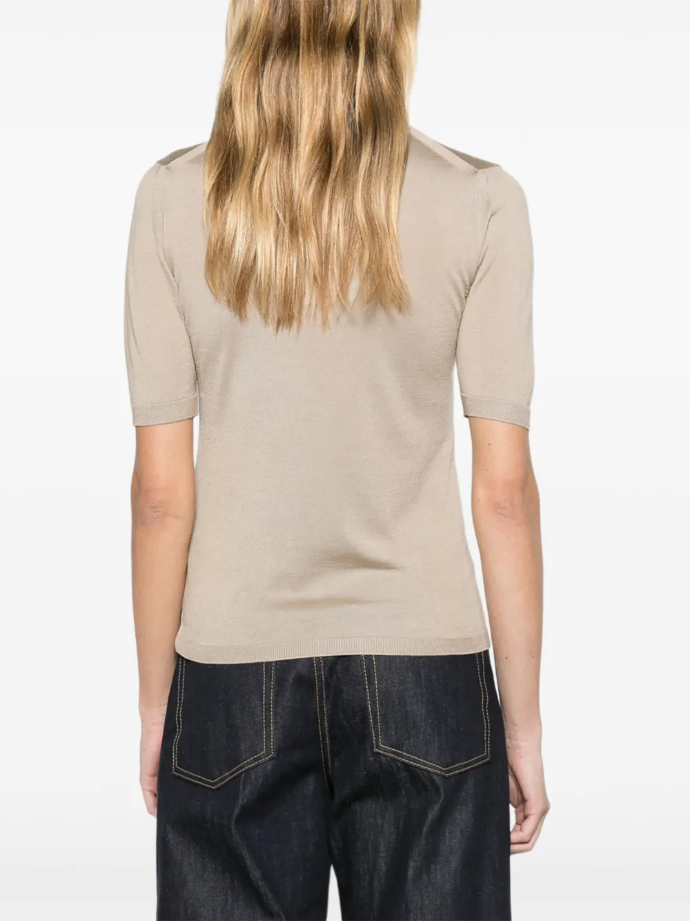 Max Mara stockinette-stitched cashmere and silk sweater stone Beige