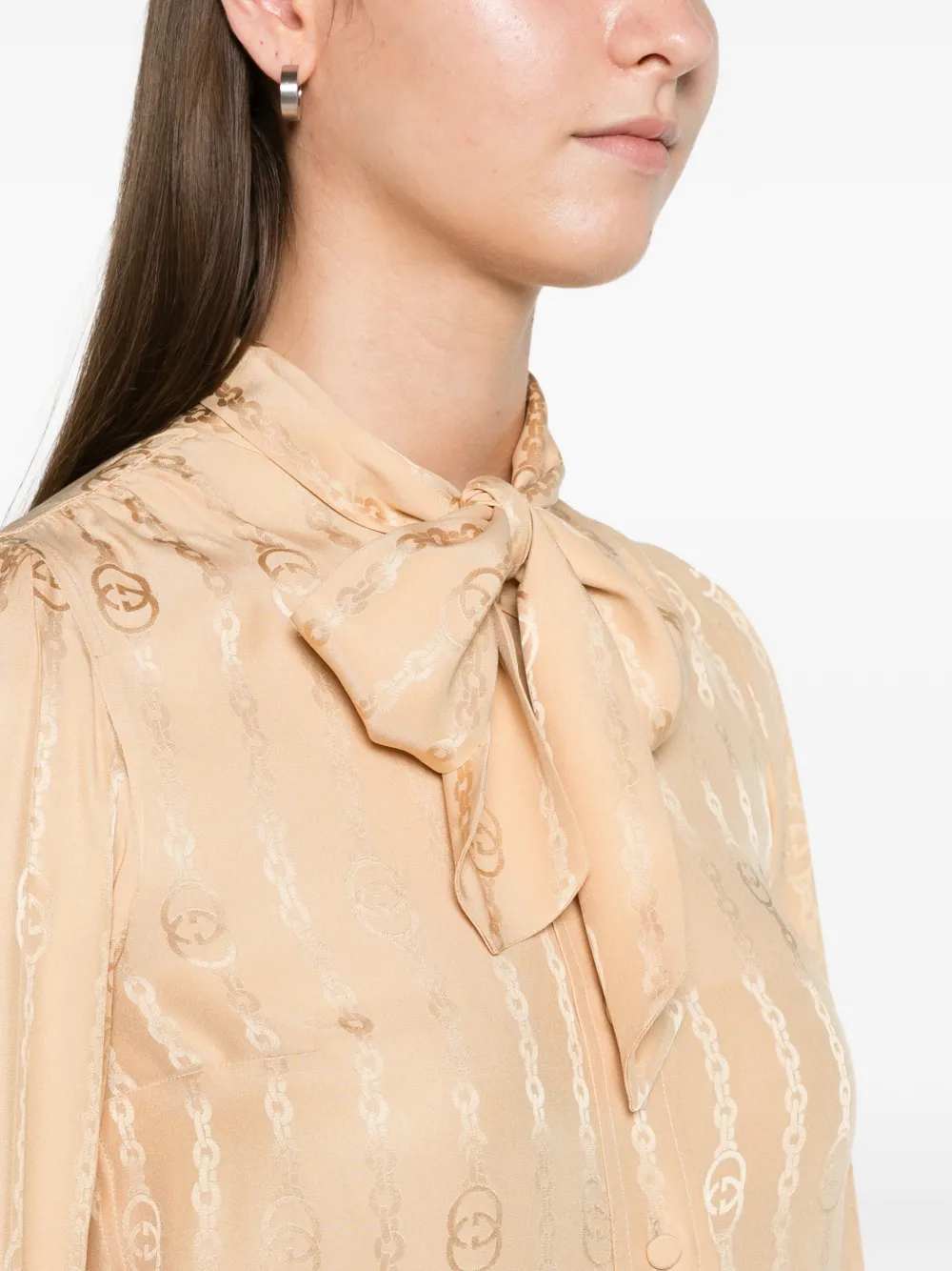 Gucci Interlocking G chain jacquard shirt Beige