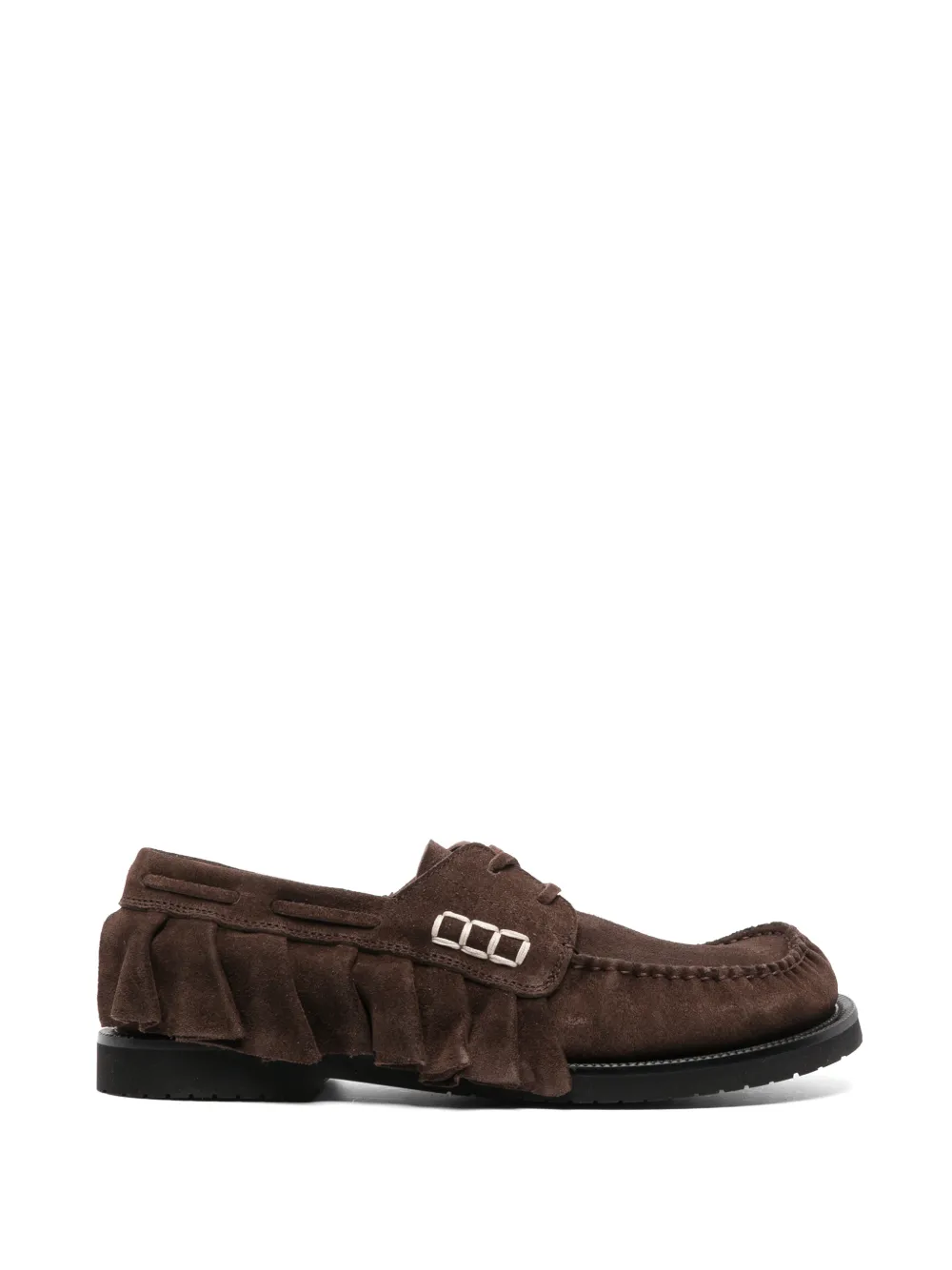 JW Anderson loafer ruffle suede boat shoes in chocolate brown - Marrone