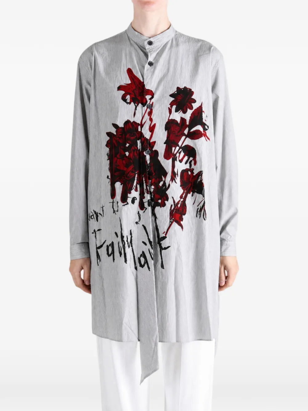Y's T-shirt met bloemenprint Grijs